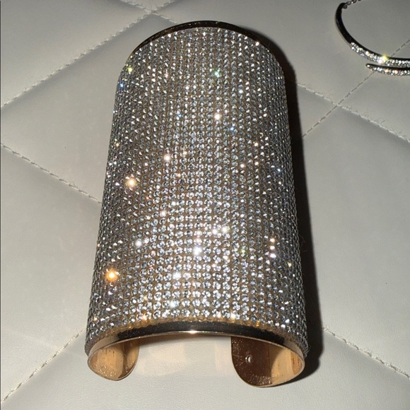 Nordstrom Adjustable Elegant Gold Swarovski rhinestone Crystal cuff bracelet